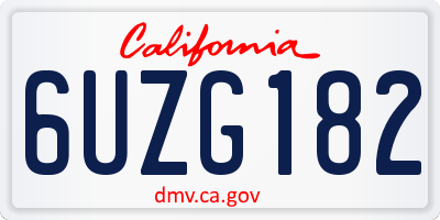 CA license plate 6UZG182