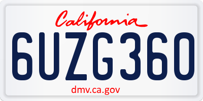 CA license plate 6UZG360