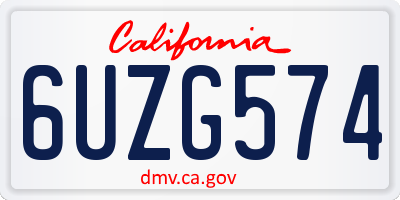 CA license plate 6UZG574