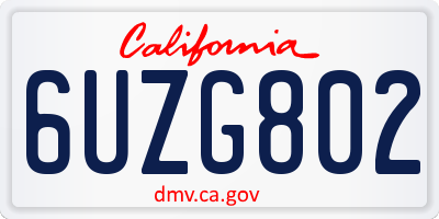 CA license plate 6UZG802