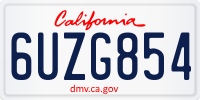 CA license plate 6UZG854