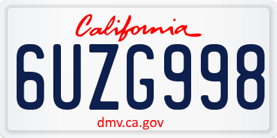 CA license plate 6UZG998