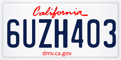 CA license plate 6UZH403