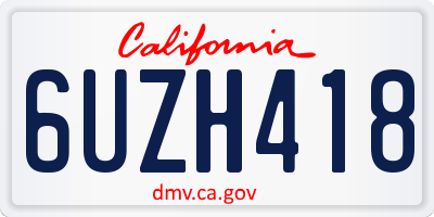 CA license plate 6UZH418