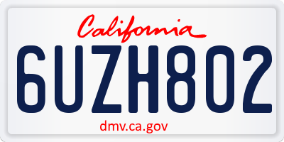 CA license plate 6UZH802