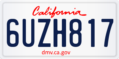 CA license plate 6UZH817