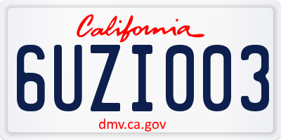 CA license plate 6UZI003