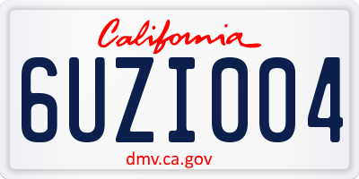 CA license plate 6UZI004