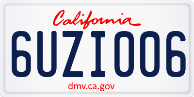 CA license plate 6UZI006