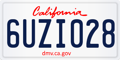 CA license plate 6UZI028