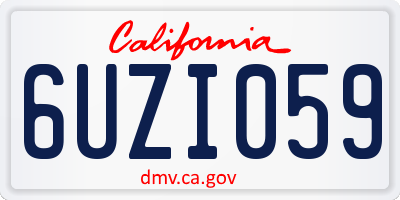 CA license plate 6UZI059