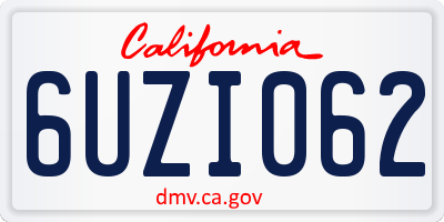 CA license plate 6UZI062