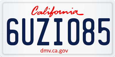 CA license plate 6UZI085