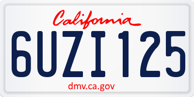 CA license plate 6UZI125