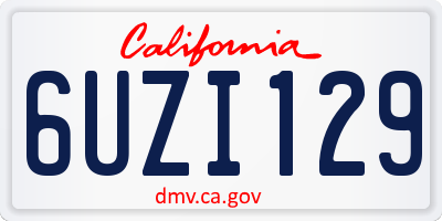 CA license plate 6UZI129