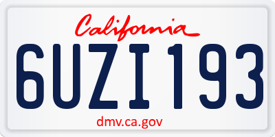 CA license plate 6UZI193