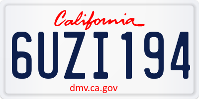 CA license plate 6UZI194