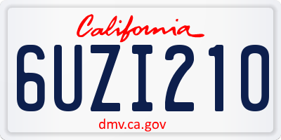 CA license plate 6UZI210