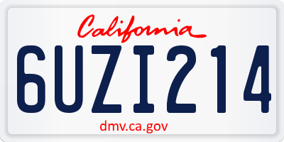 CA license plate 6UZI214