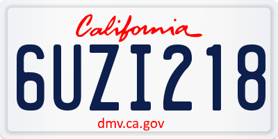 CA license plate 6UZI218