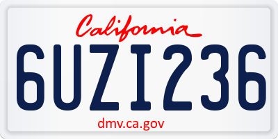 CA license plate 6UZI236