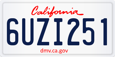 CA license plate 6UZI251