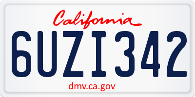 CA license plate 6UZI342