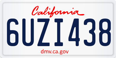 CA license plate 6UZI438