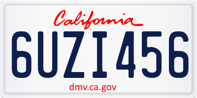 CA license plate 6UZI456