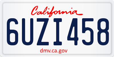 CA license plate 6UZI458