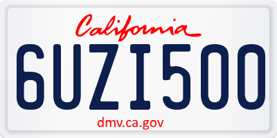 CA license plate 6UZI500