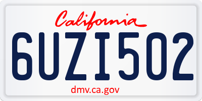 CA license plate 6UZI502
