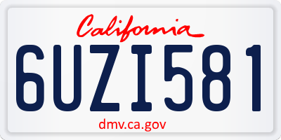 CA license plate 6UZI581