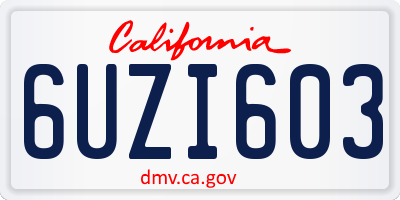 CA license plate 6UZI603
