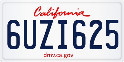 CA license plate 6UZI625