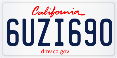 CA license plate 6UZI690