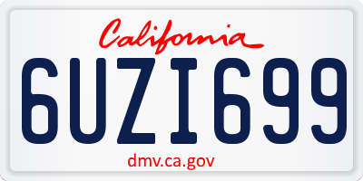 CA license plate 6UZI699