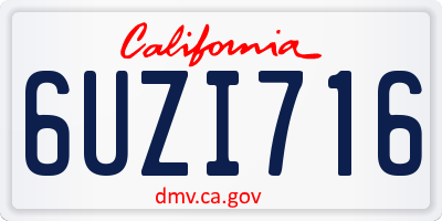 CA license plate 6UZI716