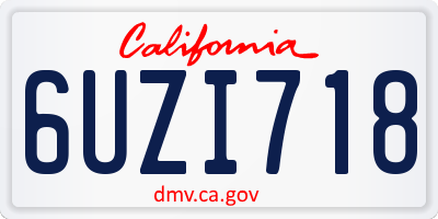 CA license plate 6UZI718