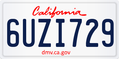 CA license plate 6UZI729