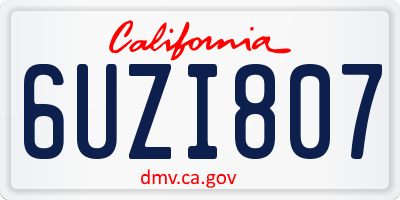 CA license plate 6UZI807