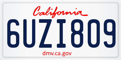 CA license plate 6UZI809