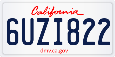 CA license plate 6UZI822