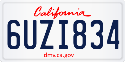CA license plate 6UZI834