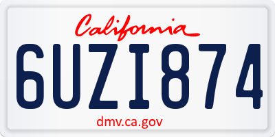 CA license plate 6UZI874