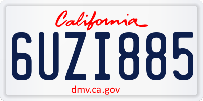 CA license plate 6UZI885