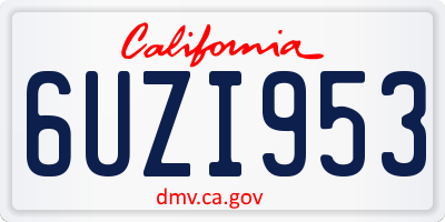 CA license plate 6UZI953