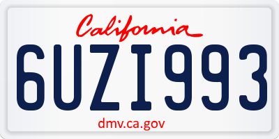 CA license plate 6UZI993