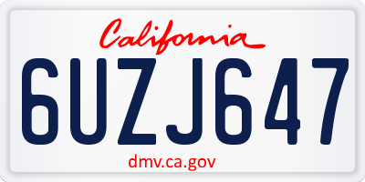 CA license plate 6UZJ647