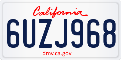 CA license plate 6UZJ968